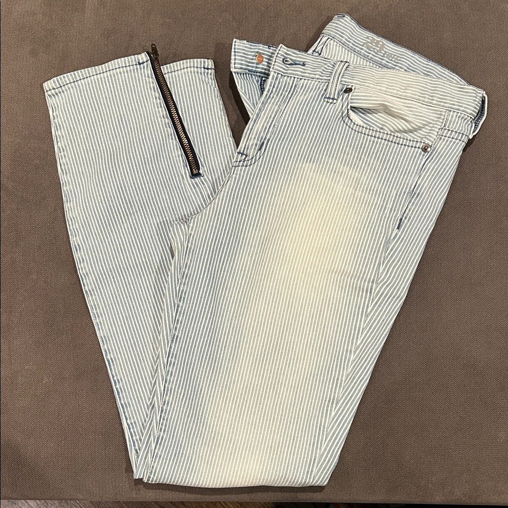 J. Crew Blue and White Striped Women Jeans